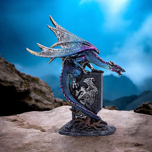 Blue Gothic Dragon Figurine - Fantasy Resin Ornament Statue Home Decor 17.5cm