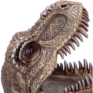 T-Rex Skull Trinket Dish Metallic Dinosaur Head Bowl Jurassic Fossil Decor Gift