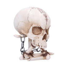 Load image into Gallery viewer, Gothic Viking Nordic Rune Skull Ornament with Bone &amp; Chain Decor Horror Statue
