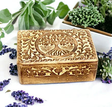 Load image into Gallery viewer, Handcrafted Tree of Life Wooden Box | Artisan Carved Keepsake Organizer | Rustic Home Decor Storage-OsirisTradingUK
