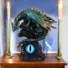 Charger l&#39;image dans la galerie, Dragon Figurine with Mystical Eye | Hand-Painted Gothic Fantasy Resin Statue
