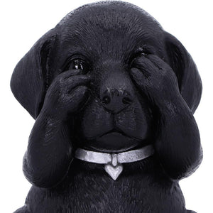 Black Labrador Puppies Three Wise Dog Figurines Pet Decor See No Evil ornament