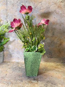 Handcrafted Vibrant Lifelike Red Floral Display in Artisanal Plant Pot Artificial Flowers and Plants Arrangement 40 cm tall