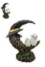 Load image into Gallery viewer, Magical Owl and Tree Man Sculpture with LED Light - Witch Hat Design, Enchanting Home Decor 18cm
