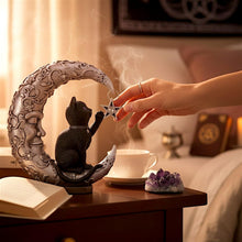 Laden Sie das Bild in den Galerie-Viewer, Celestial Moon and Cat Statue Enchanted Lunar Feline Ornament Witchy Decor
