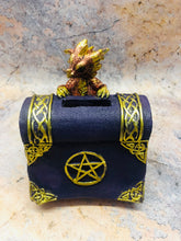 Load image into Gallery viewer, Whimsical Red Dragon with Pentagram Book of Shadows Money Bank Fantasy Saving Box Dragons Collection Hand Made from Quality Designer Resin-OsirisTradingUK
