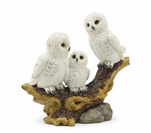 Load image into Gallery viewer, Snowy Owl Family Wildlife Resin Sculpture Woodland Nature Ornament Gift 17.5cm

