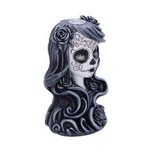 Load image into Gallery viewer, Gothic Backflow Incense Burner Day of the Dead Lady Skull Holder Halloween Art
