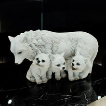 Load image into Gallery viewer, Arctic White Wolf &amp; Cubs Pups Figurine Statue Wildlife Statue Home Decor Ornament
