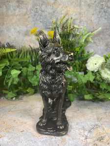 Exquisite German Shepherd Bronze Effect Dog Ornament Sculpture Collectible Gift