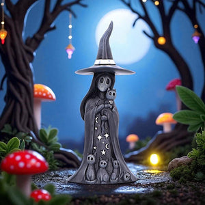 Little Souls Aura Figurine Gothic Witch Cat Stars and Moons Wiccan Altar Decor