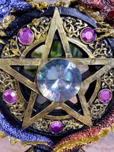 Load image into Gallery viewer, Dual Dragons on Pentagram Stand | Mystical Blue &amp; Red Guardians | Celtic-Inspired Decor | Gem-Embellished Talisman-OsirisTradingUK
