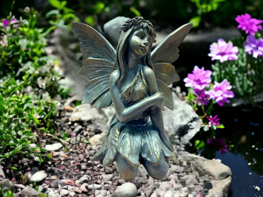 Serene Woodland Fairy Resin Statue, 18cm – Mystical Figurine with Delicate Wings for Home or Garden