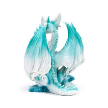 Load image into Gallery viewer, Ice Dragon Figurine 17cm | Frost Fantasy Resin Statue | Blue White Dragon Home Decor Gift
