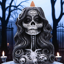 Load image into Gallery viewer, Gothic Skull Backflow Incense Burner Day of the Dead Cone Holder Halloween
