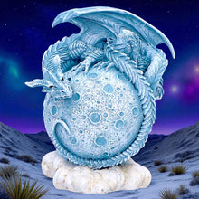Load image into Gallery viewer, Lunar Moon Planet Fantasy Dragon Statue Gothic Celestial Figurine Mystical Art
