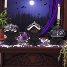 Laden Sie das Bild in den Galerie-Viewer, Three Wise Spell Cats Gothic Set Witchy Figurines Occult Pagan Wiccan Gifts Statue
