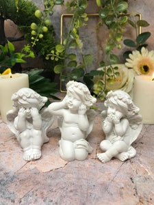 Set of Three Wise Cherubs Ornament Statue Sculpture Mothers Nana Grandma Cherubs Gifts Present