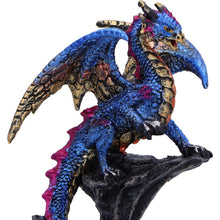 Load image into Gallery viewer, Guardian Blue Dragon Figurine and Eggs Fantasy Statue Gothic Gift Metallic Finish
