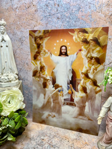 3D Holographic Poster 35x25cm - Risen Jesus with Angels - Self-Adhesive Lenticular Religious Decor-OsirisTradingUK