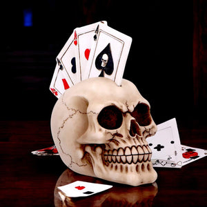 Gothic Poker Skull Ornament Fantasy Home Decor Figurine Halloween Sculpture Gift