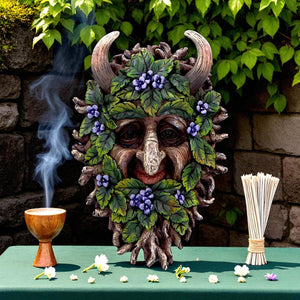 Mystical Tree Spirit Plaque Nature Woodland Horned Tree Spirit Pagan Wall Art