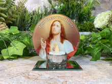 Laden Sie das Bild in den Galerie-Viewer, Sacred Heart of Jesus Glass Votive Light Holder Catholic Devotion Gift-OsirisTradingUK
