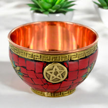 Load image into Gallery viewer, Pentagram Copper Altar Bowl | 8 cm Wiccan Ritual and Pagan Decor
