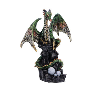 Fantasy Dragon Sculpture Guardian of Eggs Figurine Gothic Metallic Accents decor