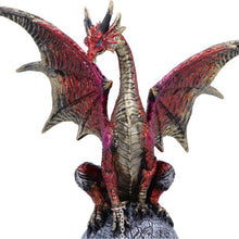 Load image into Gallery viewer, Red Dragon on Skull Figurine - Gothic Fantasy Ornament 23cm by Nemesis Now
