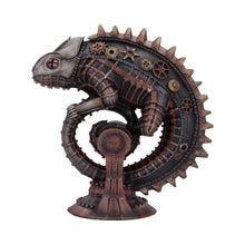 Load image into Gallery viewer, Mechanical Chameleon Steampunk Lizard Figurine 22.3cm | Hand-Painted Bronze Resin Collectible
