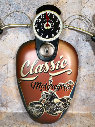 Vintage Motorcycle Metal Wall Clock - Classic Biker Decor - Retro Bike Design with Functional Clock - Unique Gift for Motor Enthusiasts-OsirisTradingUK