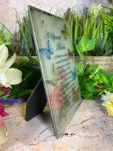 Load image into Gallery viewer, Mother&#39;s Love Butterfly Glass Plaque, Sentimental Poem Display, Freestanding Glass Tribute, Heartwarming Gift for Mom, Mother&#39;s Day Keepsake-OsirisTradingUK

