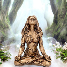 Load image into Gallery viewer, Mini Gaia Goddess Bronze Figurine Earth Spirit Statue Pagan Decor Sculpture Altar

