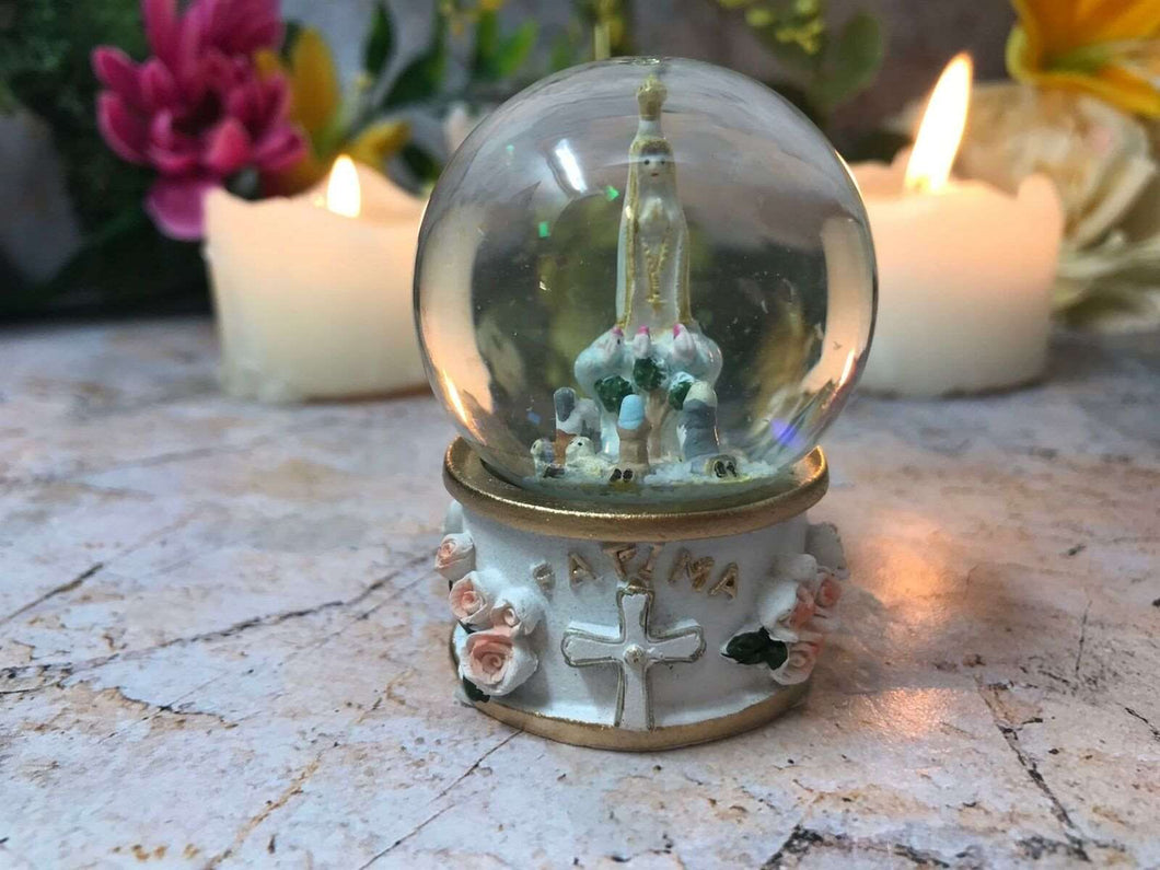 Blessed Virgin Mary Our Lady of Fatima Small Snow Globe Ornament Water Ball-OsirisTradingUK