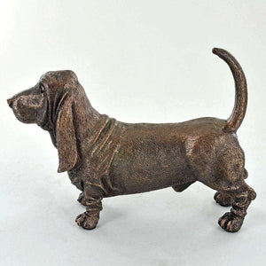 Bassett Hound Dog Sculpture Bronze Effect Statue Ornament Figurine Home Decor