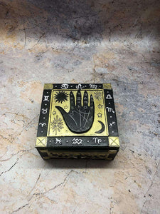 Black Palmistry Hand Trinket Box Palm Reading Home Decor Spiritual Faith-OsirisTradingUK