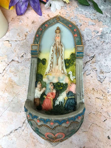 Blessed Virgin Mary Our Lady of Fatima Water Font Wall Plaque Statue Ornament-OsirisTradingUK