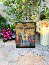 Laden Sie das Bild in den Galerie-Viewer, Crucifixion of Jesus Christ Picture Icon Style Religious Wall Plaque Decor-OsirisTradingUK
