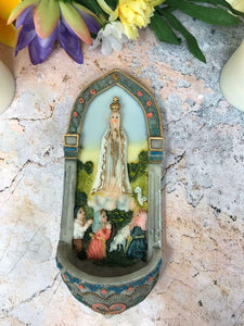 Blessed Virgin Mary Our Lady of Fatima Water Font Wall Plaque Statue Ornament-OsirisTradingUK