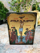 Laden Sie das Bild in den Galerie-Viewer, Crucifixion of Jesus Christ Picture Icon Style Religious Wall Plaque Decor-OsirisTradingUK
