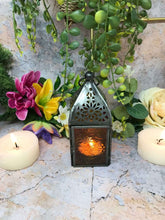 Load image into Gallery viewer, Antique Effect Moroccan Style Zinc Lantern Multicoloured Candle Tealight Holder-OsirisTradingUK
