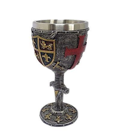 Medieval Knight Templar Goblet Chalice - Authentic Design, Resin with Stainless Steel Insert