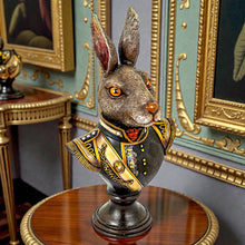 Load image into Gallery viewer, Steampunk Gentry Rabbit Bust Hare Figurine Regal Victorian Style Art Sculpture
