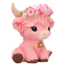 Load image into Gallery viewer, Moo Crew Primrose Pink Flower Cow Figurine Cute Farmhouse Ornament Decor
