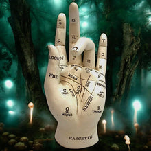 Load image into Gallery viewer, Palmistry Chiromancy Hand Figurine Fortune Telling Wiccan Decor with Symbols Gift
