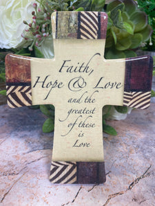 Porcelain Cross Faith, Hope, and Love Elegant Christian Decor Spiritual Keepsake Timeless or Religious Centerpiece 14.5 cm Tall-OsirisTradingUK