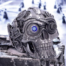 Load image into Gallery viewer, Gothic Cyberpunk Silver Skull Figurine Mechanical Detailing  Steampunk Ornament
