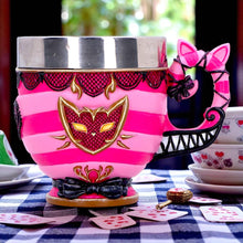 Load image into Gallery viewer, Alice in Wonderland Cheshire Cat Cup Pinkys Up Mug Fantasy Drinkware Stainless Steel Liner

