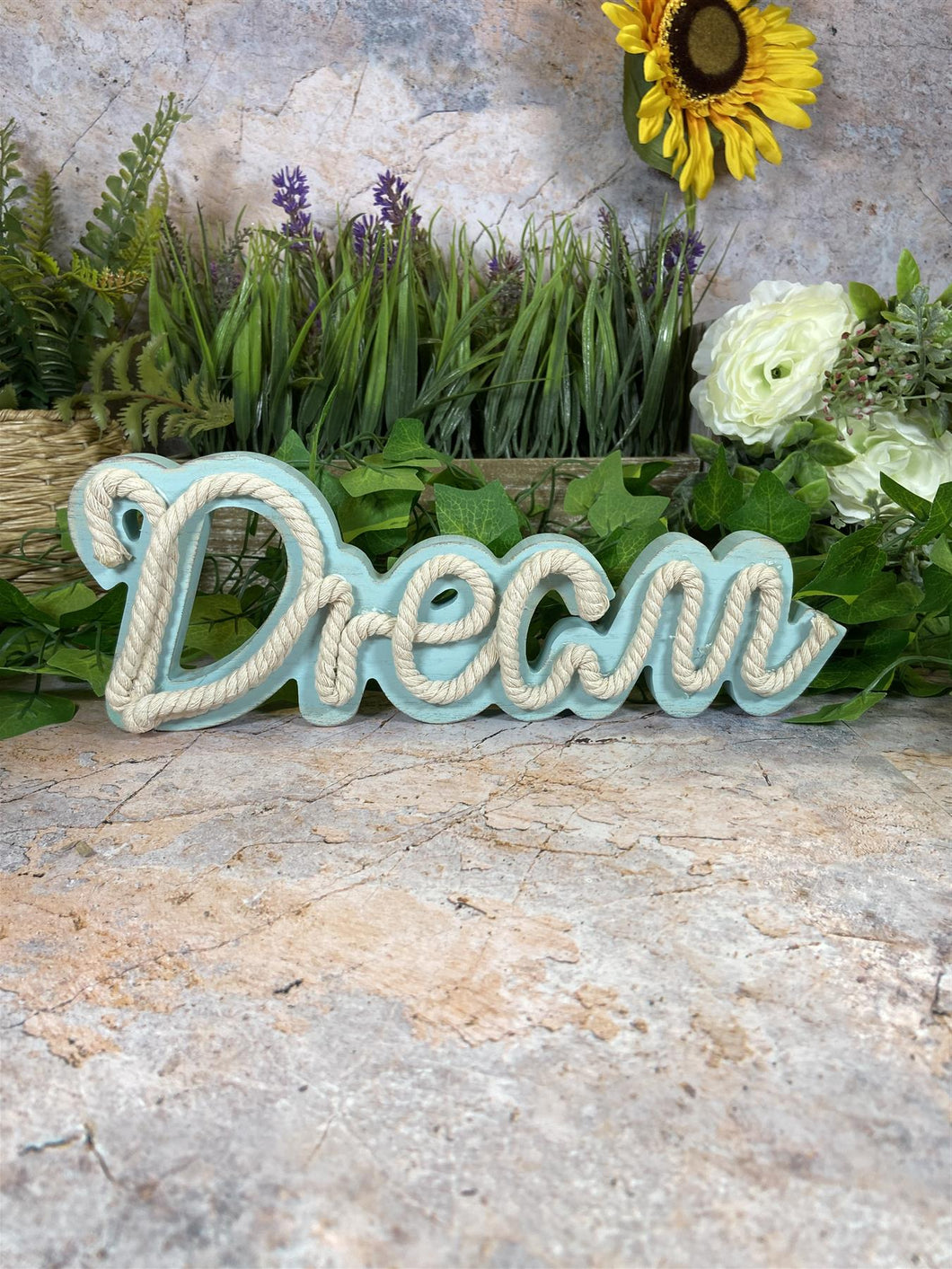 Rustic Rope and Wood Dream Wall Sign Inspiring Decor for a Dreamy Ambience-OsirisTradingUK